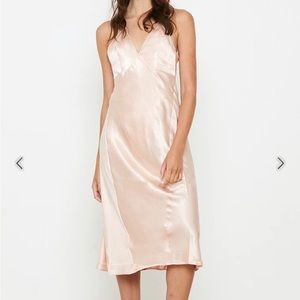 HAH Anthropologie Free People Give a Slip Satin Dress Pink Blush XS NWT
